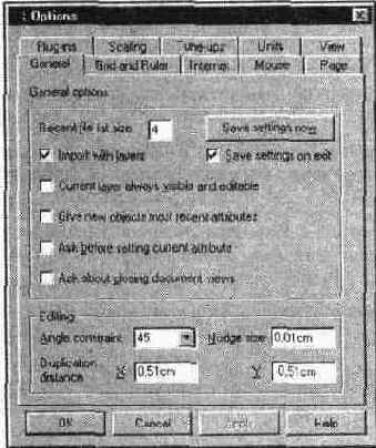   Options  General